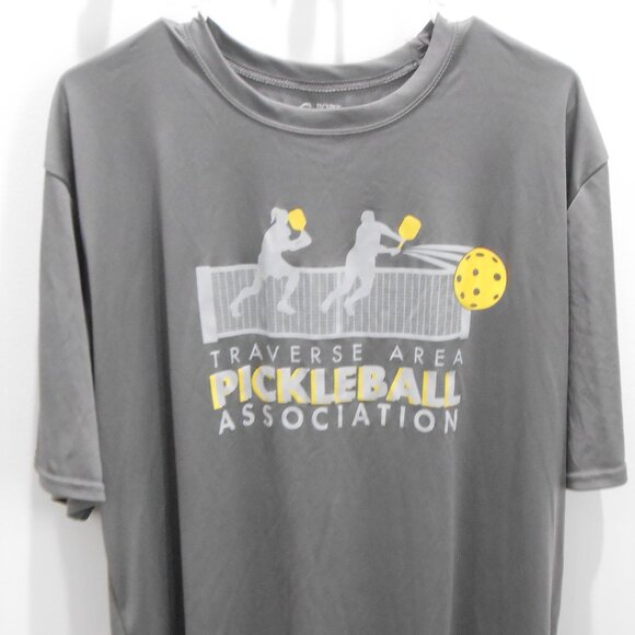 Pickleball Traverse City Area Michigan TAPA Gray Yellow Crew Neck TShirt Size-XL - Picture 1 of 2